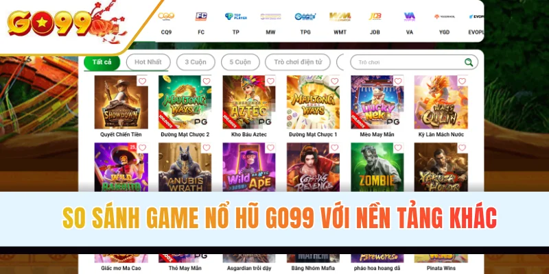So sánh game nổ hũ GO99 với nền tảng khác